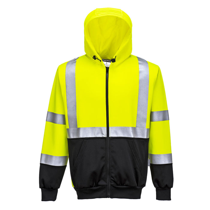 Hi-Vis Contrast Zipped Hoodie Yellow/Black