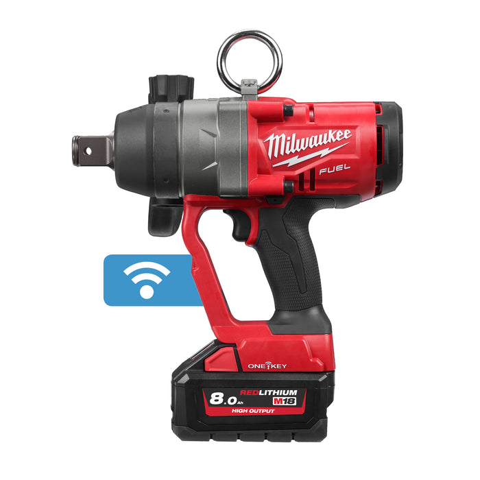 M18ONEFHIWF1-802X MILWAUKEE M18 ONE-KEY FUEL 1'' High Torque Impact Wrench with Friction Ring (2x M18 8Ah Batteries, M12-18 Fast Charger in HD Box)