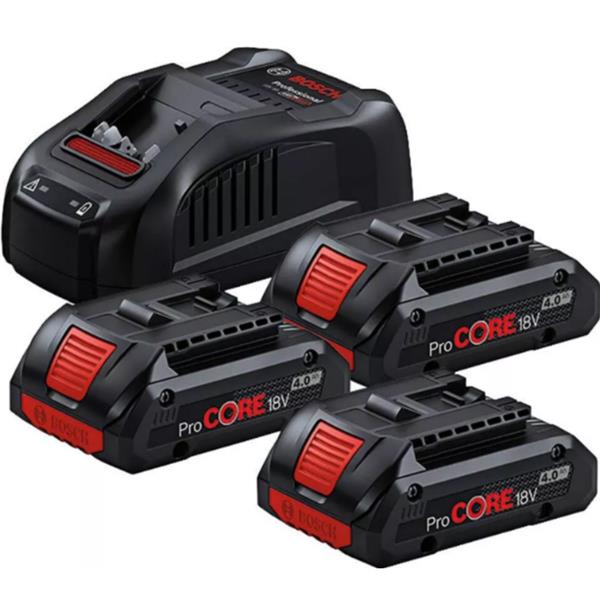 Bosch Battery Starter Set: 3 x GBA 4Ah ProCORE 18V Batteries + GAL 18V-40 Charger