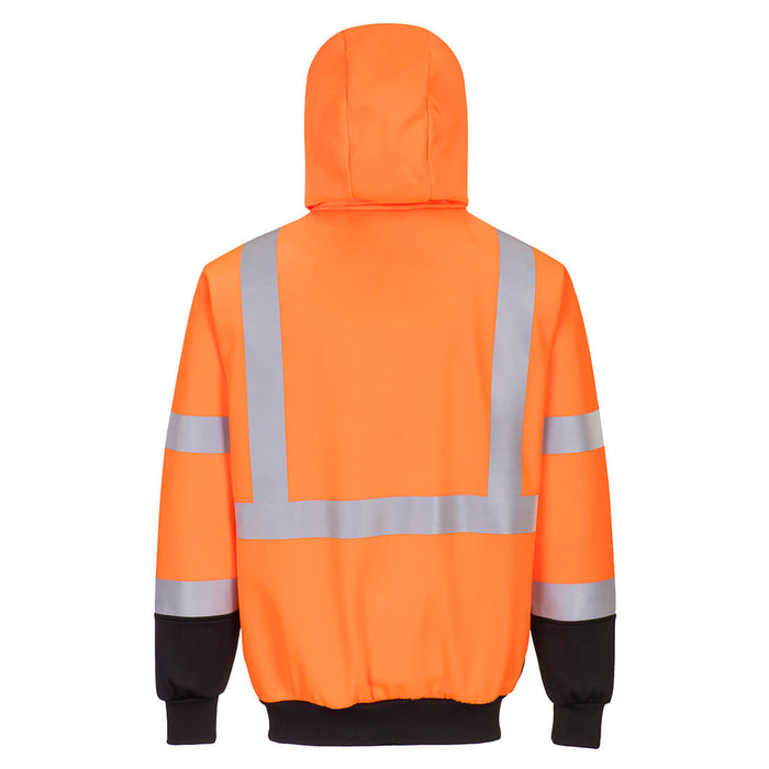 Hi-Vis Contrast Zipped Hoodie Orange/Black