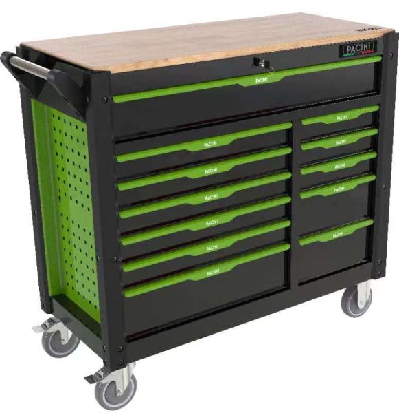 PACINI 12 Drawer Tool Chest On Strong Castor Wheels & With Tools