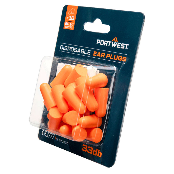 EP14 - PU Foam Ear Plugs Blister Pack (10 Pairs)