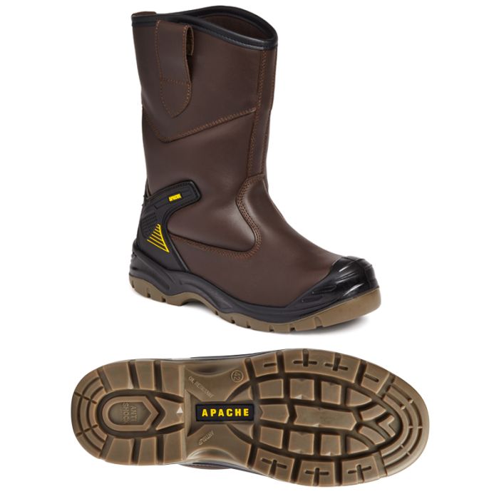 Apache Apache AP305 Waterproof Rigger Boot – Ankle Pads and Mid Sole, Brown Leather