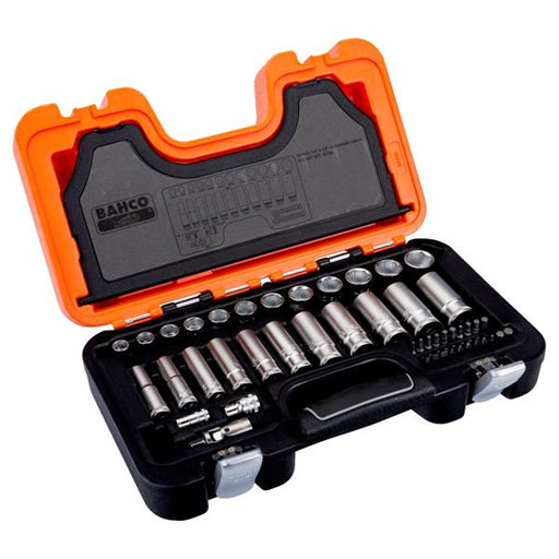 Bahco Bahco S330L 1/4" & 3/8" Drive Deep Socket Set Metric Hex Profile and Ratchet S330-3