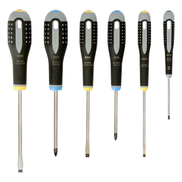 Bahco Bahco BE9882 ERGO Slotted/Pozidriv Screwdriver Set with Rubber Grip 6 Piece BE9882-2