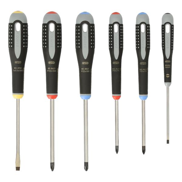 Bahco Bahco Ergo Slotted/Phillips/Pozidriv Screwdriver Set with Rubber Grip - 6 Pcs BE-9886 BAH-BE-9886