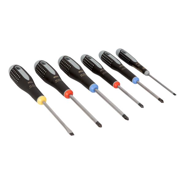 Bahco Bahco Ergo Slotted/Phillips/Pozidriv Screwdriver Set with Rubber Grip - 6 Pcs BE-9886 BAH-BE-9886