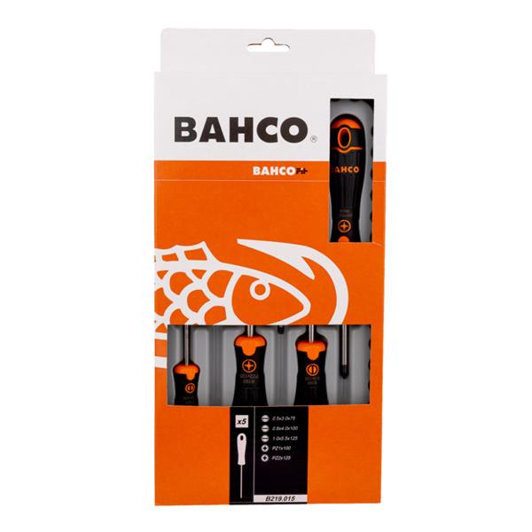 Bahco Bahco Fit Slotted/Pozidriv Screwdriver Set with Rubber Grip - 5 Pcs B219.015 B219