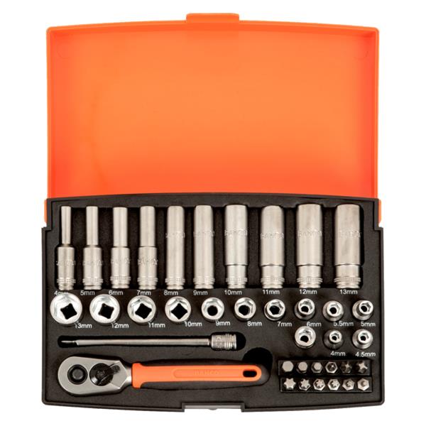 Bahco Bahco 37 Piece 1/4" Drive Socket Socket Set with Metric Hex Profile and Screwdriver Bits SL25L SL25-2