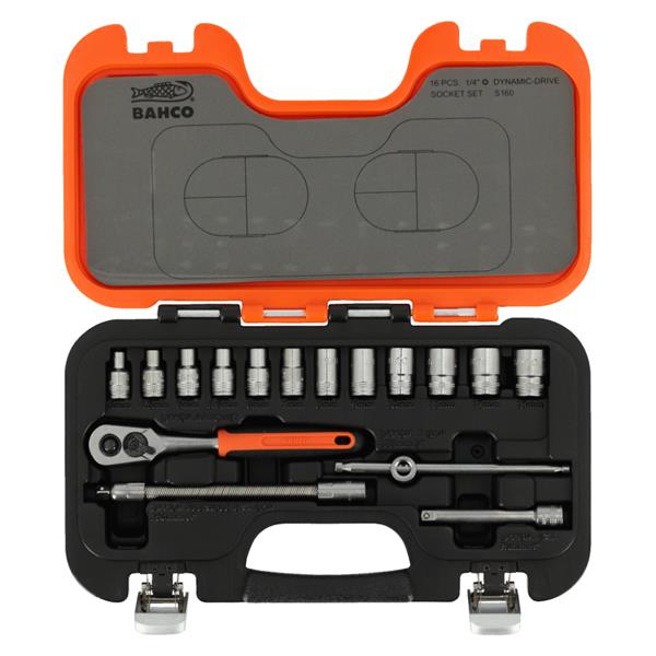 Bahco Bahco 16 Piece 1/4" Drive Socket Set with Ratchet & Accessories S160 S160