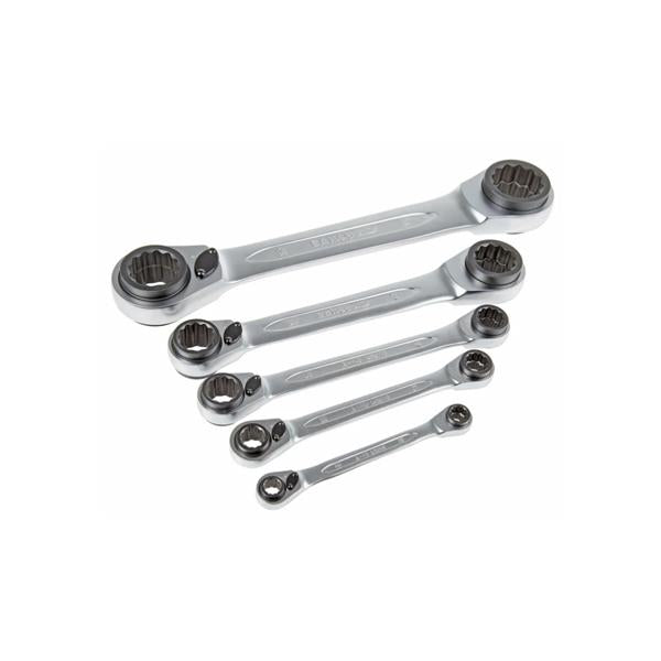 Bahco Bahco S4RM/5T 4-in-1 Ratcheting Ring Wrench Set - 5pc+Pouch BAH-S4RM-5T