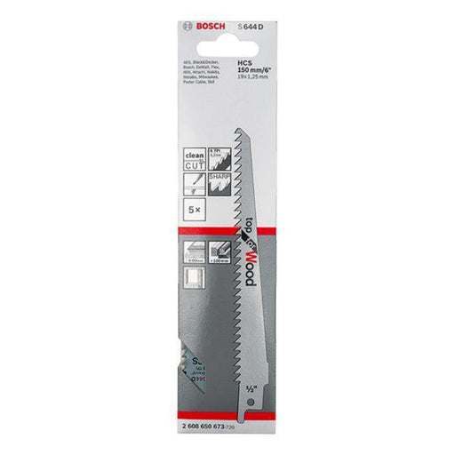 Bosch Bosch BOSCH S664D 5 Piece Wood Cutting Sabre Saw Blades BOS-2608650673