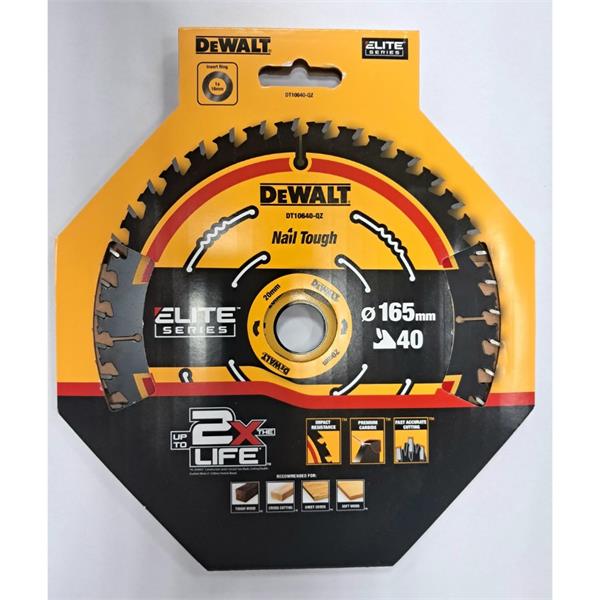 Dewalt DT10640 Extreme Framing Circular Saw Blade for Wood 165 x 20mm x 40T DT10640-QZ