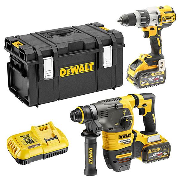 Dewalt DCK2033X2 54V Brushless Combi & SDS+ Hammer Drill Kit (2x9Ah) DCK2033X2