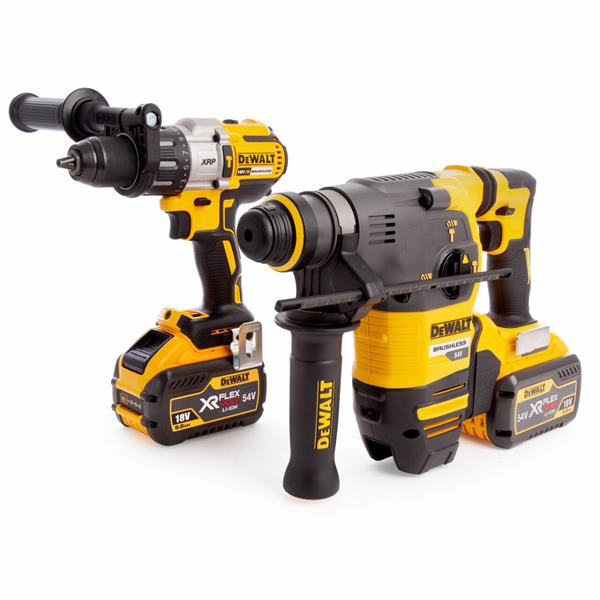 Dewalt DCK2033X2 54V Brushless Combi & SDS+ Hammer Drill Kit (2x9Ah) DCK2033X2