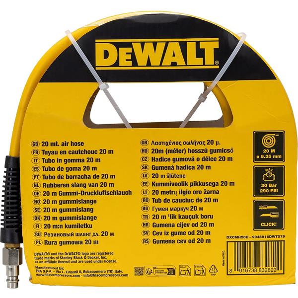 Dewalt Dewalt 20m PVC Air Hose with 1/4" Quick Release Couplers (8x12mm) 9045916DWT579