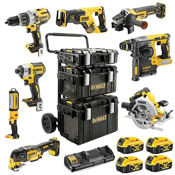 Dewalt 18V 8 Piece All Brushless Power tool Kit (4x5Ah) DCK853P4
