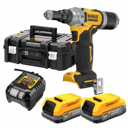Dewalt DCF414E2T 18V XR 1/4'' (6.3mm) Brushless Riveter (2x1.7Ah Powerstack Batteries) DCF414E2T