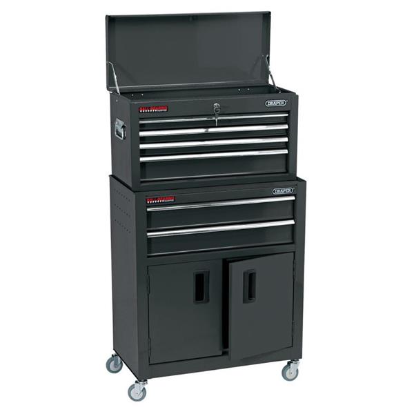 Draper Draper 6 Drawer 24" Combination Roller Cabinet & Tool Chest Black – 19572 DRA-19572