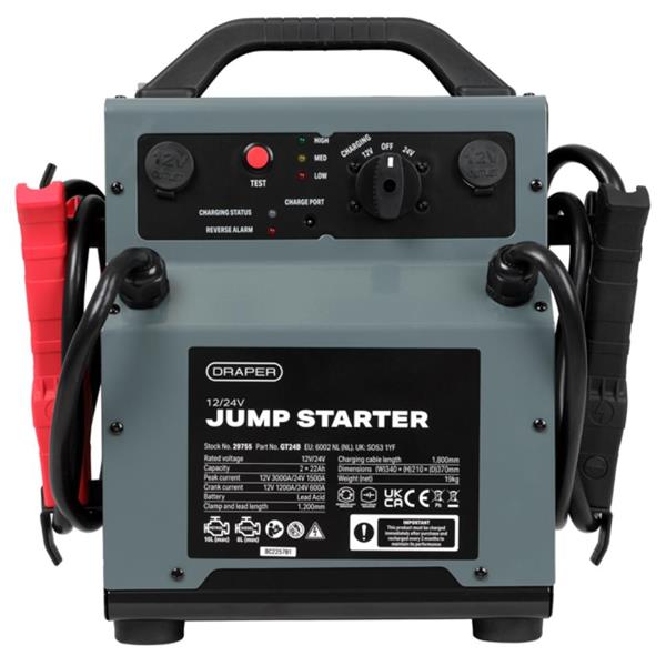Draper Draper 12/24V Jump Starter Battery Booster 3000A – 29755 29755