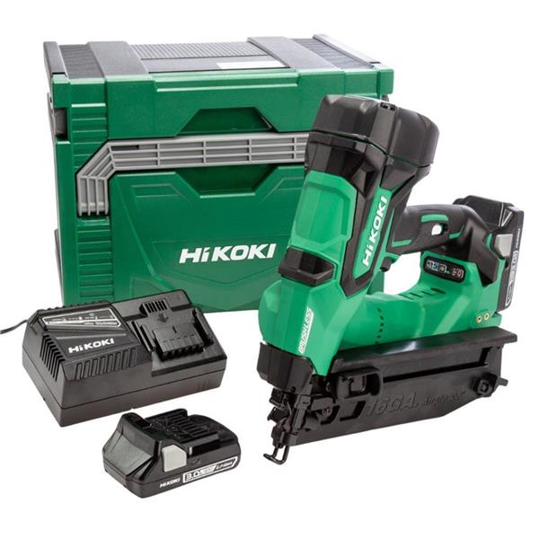 Hikoki HiKOKI 18V Brushless 16 Gauge Angled Finish Nailer Kit 2x 3.0Ah – NT1865DMB NT1865