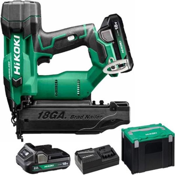 Hikoki HiKOKI 18V Brushless 18 Gauge Brad Nailer Kit 2x 2.0Ah – NT1850DF NT1850