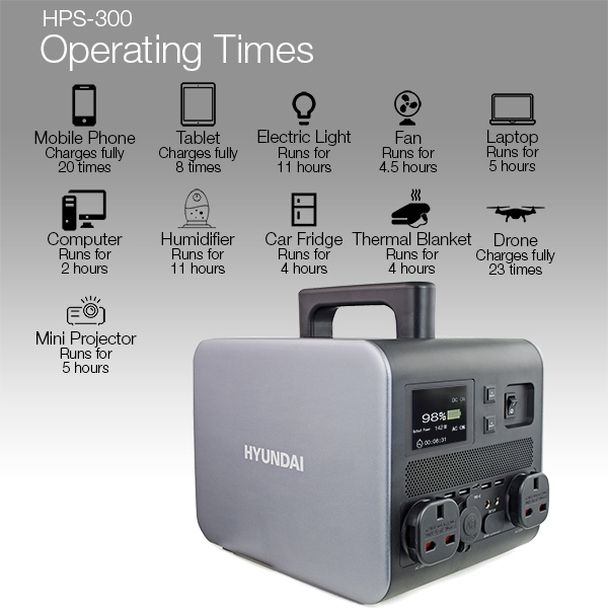 Hyundai Hyundai 600W Portable Power Station HPS-300