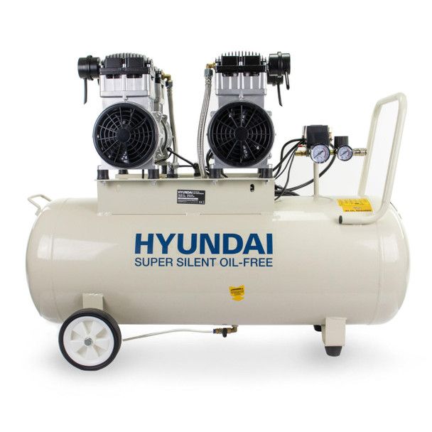 Hyundai Hyundai 100L Oil-Free Low Noise Air Compressor 10.6CFM/145PSI Direct Drive 4HP – HY2150100 HY2150100