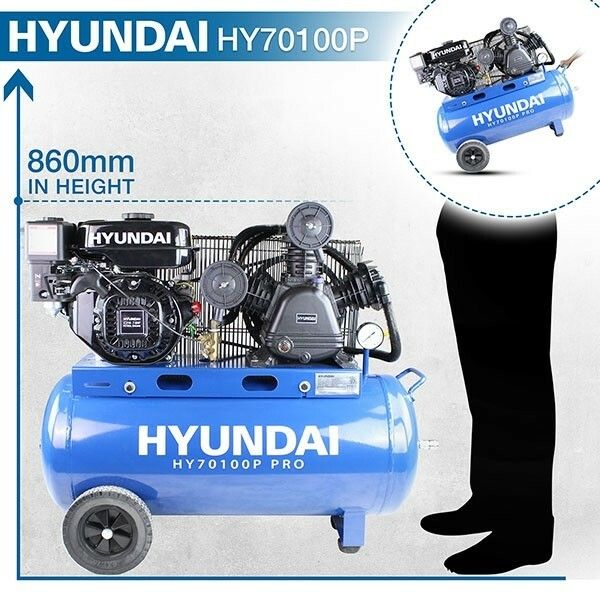 Hyundai Hyundai 90 Litre Air Compressor 10.7CFM/145psi Petrol 7hp - HY70100P HY70100P