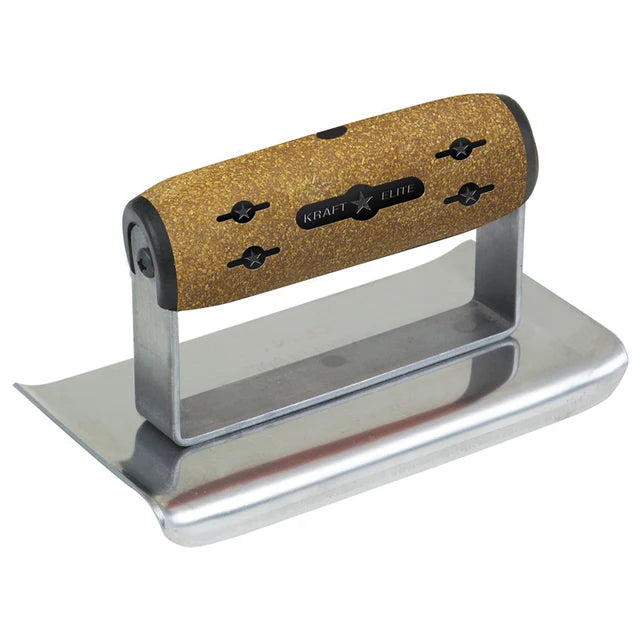 KRAFT KRAFT 8" x 4" 1/4"R Elite Series™ Stainless Steel Curved Edger with Cork Handle CFE168KC