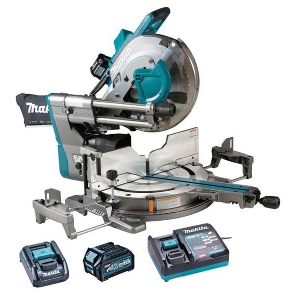 Makita Makita 40V Max XGT Brushless 305mm Slide Compound Mitre Saw Kit 2x 2.5Ah – LS003GD202 LS003