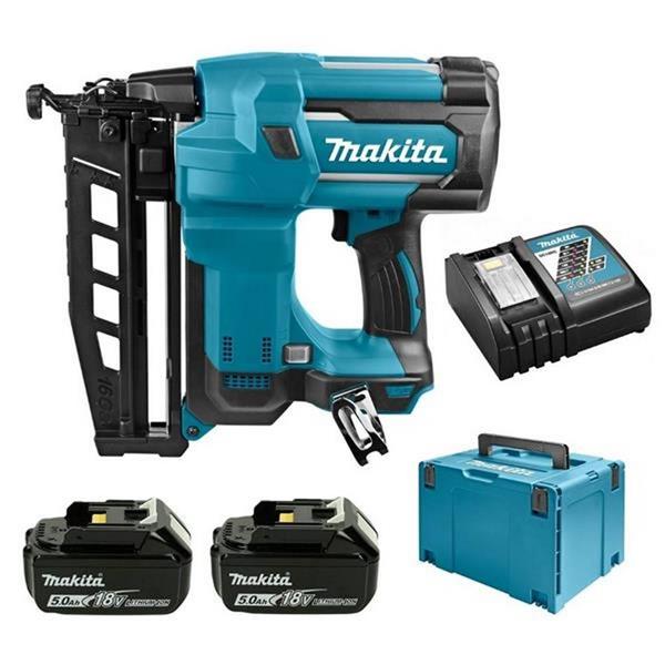 Makita Makita DBN600RTJ 18V 16g 2nd Fix Straight Nail Gun (2x5Ah) DBN600-2