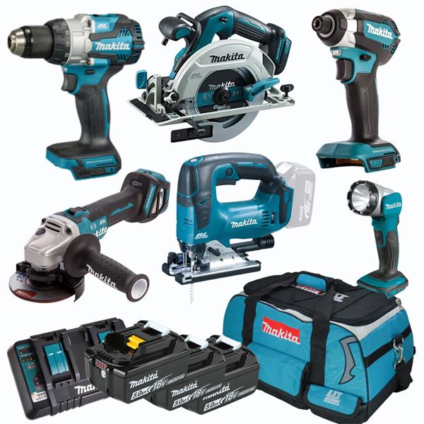 Makita Makita 18V LXT 6 Piece Cordless Kit 3x 5.0Ah – DLX6130TX1 DLX6130