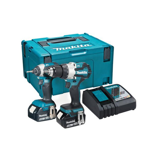 Makita Makita 18V LXT Brushless Combi Drill & Impact Driver Twin Kit 2x 5.0Ah – DLX2507TJ DLX2507