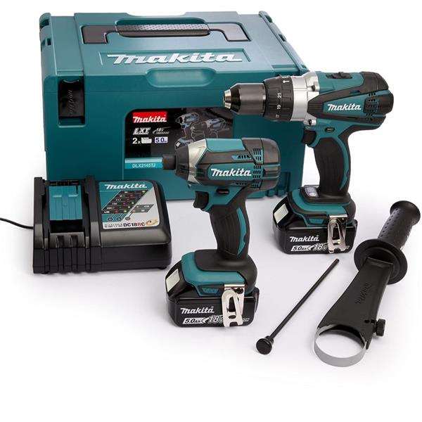 Makita Makita 18V LXT Combi Drill & Impact Driver Twin Kit 2x 5.0Ah – DLX2145TJ DLX2145