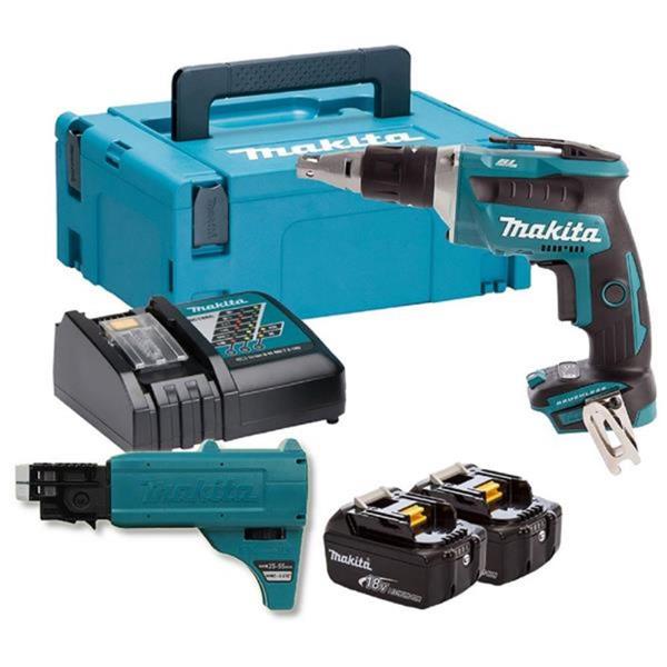 Makita Makita DFS452FJX2 Brushless Drywall Screwdriver & Colated Attachment (2x3Ah) DFS452