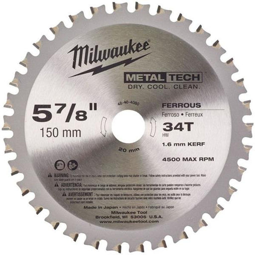 Milwaukee Milwaukee  150mm 34T Cordless Circular Saw Blade - Metal 48404080