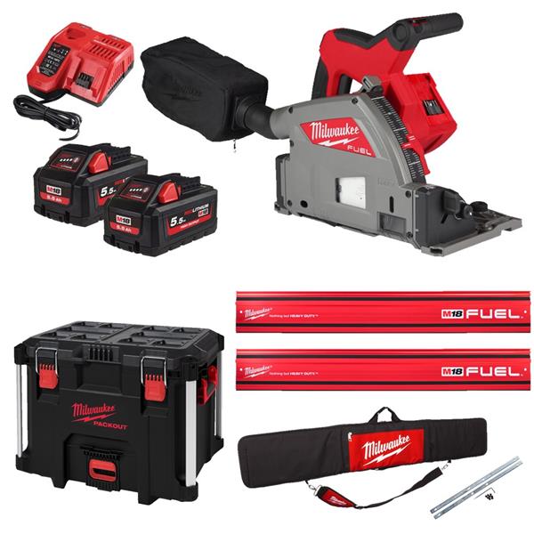 Milwaukee Milwaukee M18FPS55-552P Fuel 55mm Plunge Saw & Rail Kit (2x5.5Ah) 4933478779K