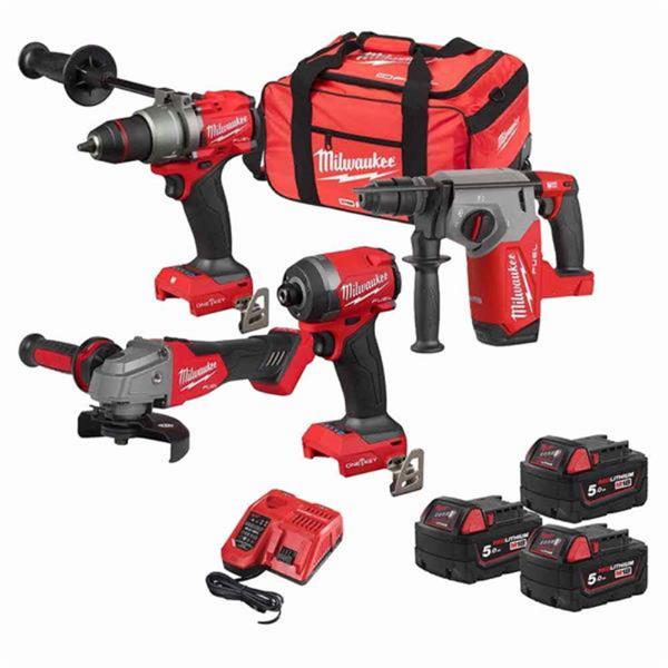 Milwaukee M18 18V FUEL ONE-KEY 4 Piece Tool Kit (3x 5.0Ah) ONEPP4A3-503B 4933499430