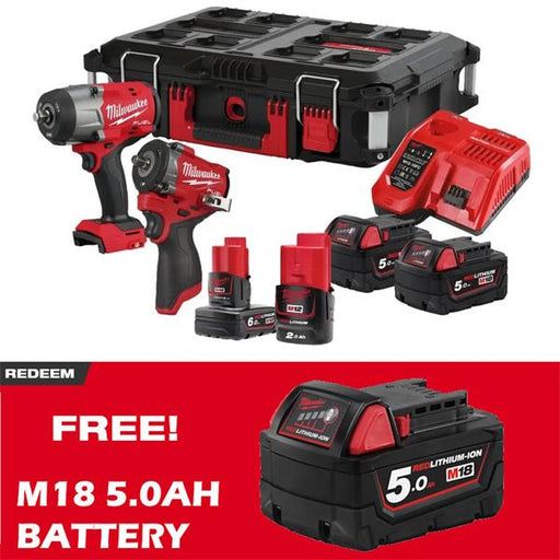 Milwaukee M18 & M12 Brushless Impact Wrench Twin Kit 4933498967