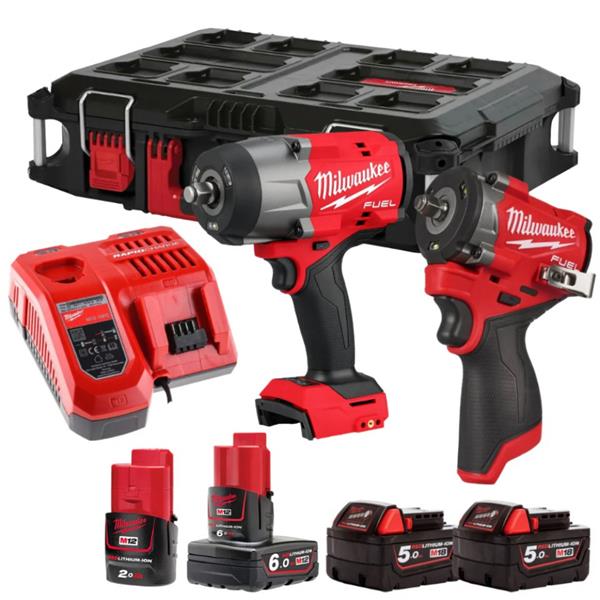 Milwaukee M18FPP2AQ2-564P M18 & M12 Brushless Impact Wrench Twin Kit 4933498967