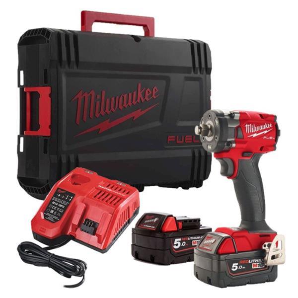 Milwaukee MILWAUKEE M18 FUEL 3/8'' Compact Impact Wrench with Friction Ring (2x M18 5Ah Batteries, M12-18 Fast Charger in HD Box) 4933478652