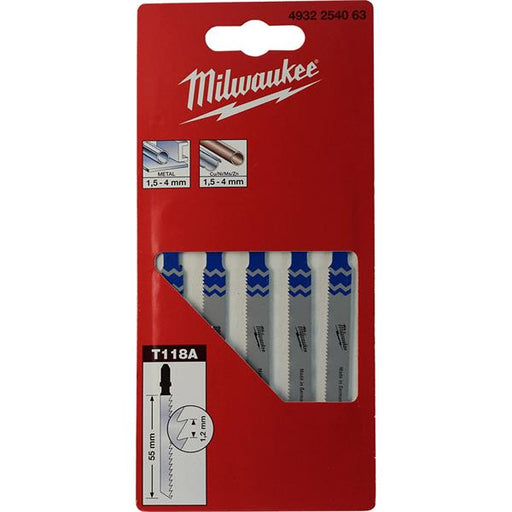 Milwaukee Milwaukee Metal Traditional Cutting Jigsaw Blade T118A (5 Pack) 4932254063