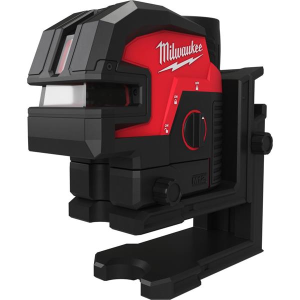 Milwaukee Milwaukee M12 Cross Line with 4 Points Laser, 1x Track clip, 1xTarget Plate, (1x3Ah) 4933479204