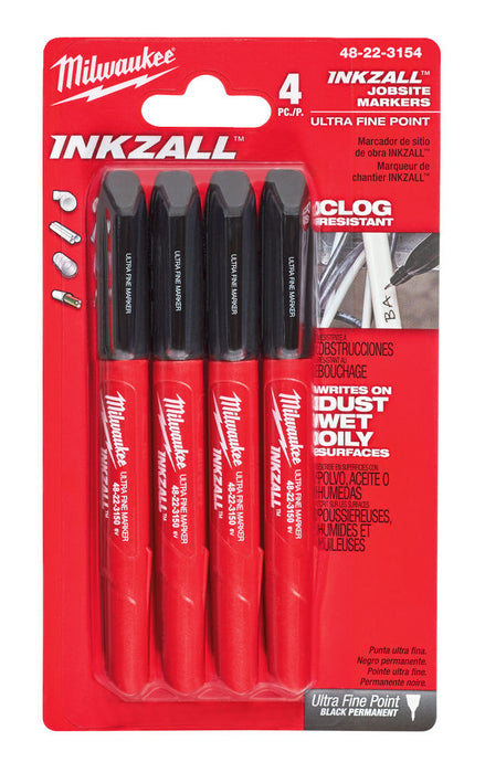Milwaukee 48223154 Milwaukee INKZALL Fine Tip Markers 4pcs 48223154