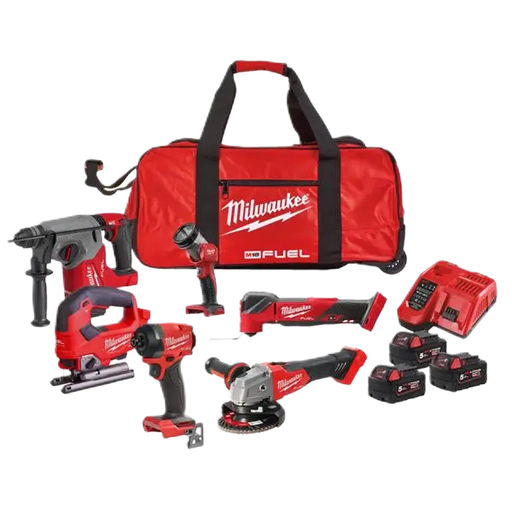 Milwaukee M18 Fuel Powerpack Brushless 6 Piece Kit (3 x 5ah) 4933498916