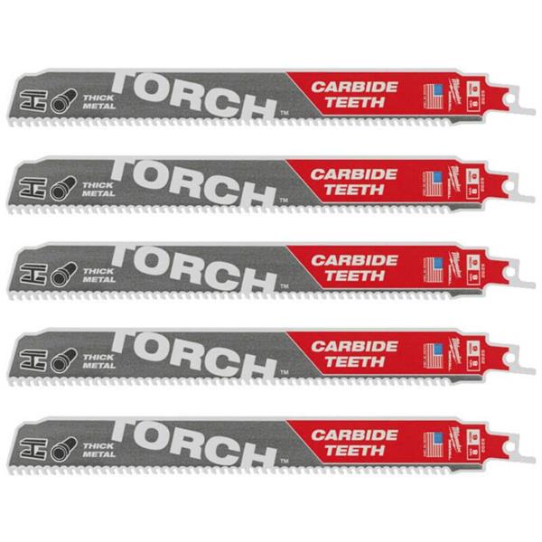 Milwaukee Milwaukee Recip Blade TCT TORCH 230mm x 8 Tpi - 5 Pack 48475502