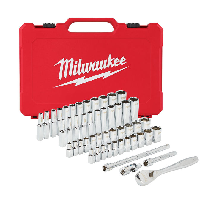 Milwaukee 4932464944 Milwaukee 14 Drive Ratchet Socket Set Metric Imperial 50pcs 4932464944