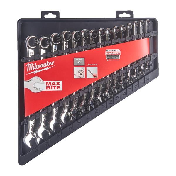 Milwaukee Milwaukee Metric MAX BITE Combination Spanner Set 15 Piece 4932464258