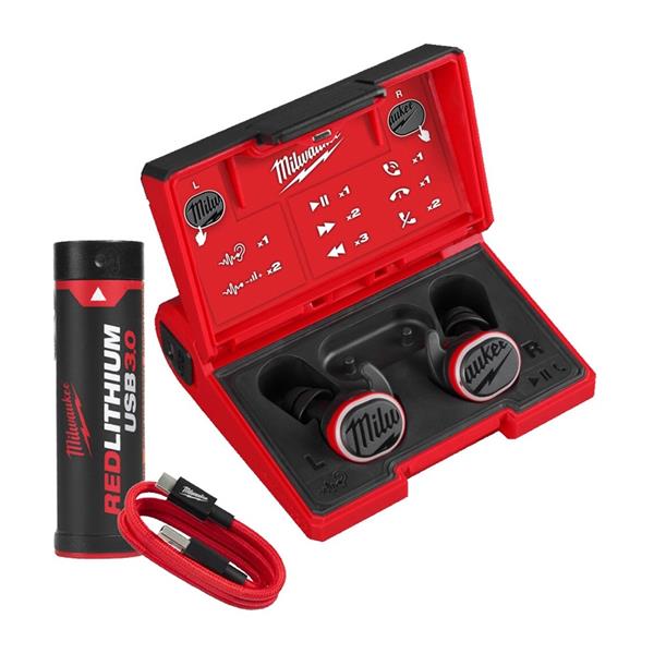 Milwaukee Milwaukee L4 RLEPB-301 REDLITHIUM USB Bluetooth Jobsite Ear Buds with Hearing Protection 4933478750